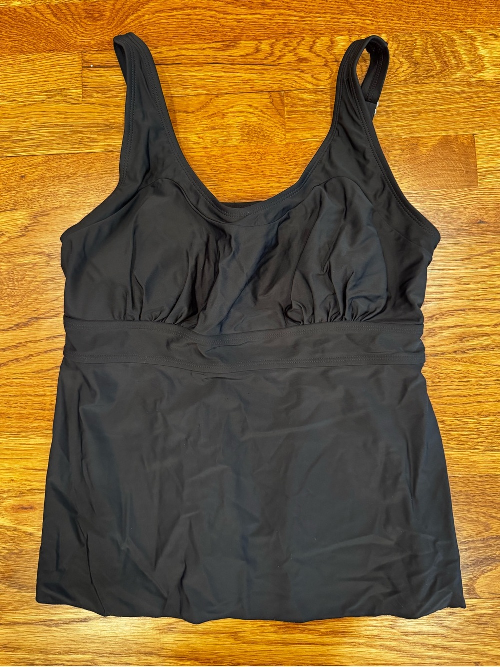 Shapermint Black Tankini Swim Top - Classic Scoop Neck - Medium